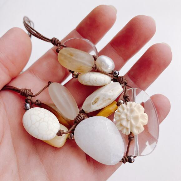 Silpada Sterling Cluster Necklace Quartz Magnesite Calcite Pearl Cord N2201 - Picture 7 of 13